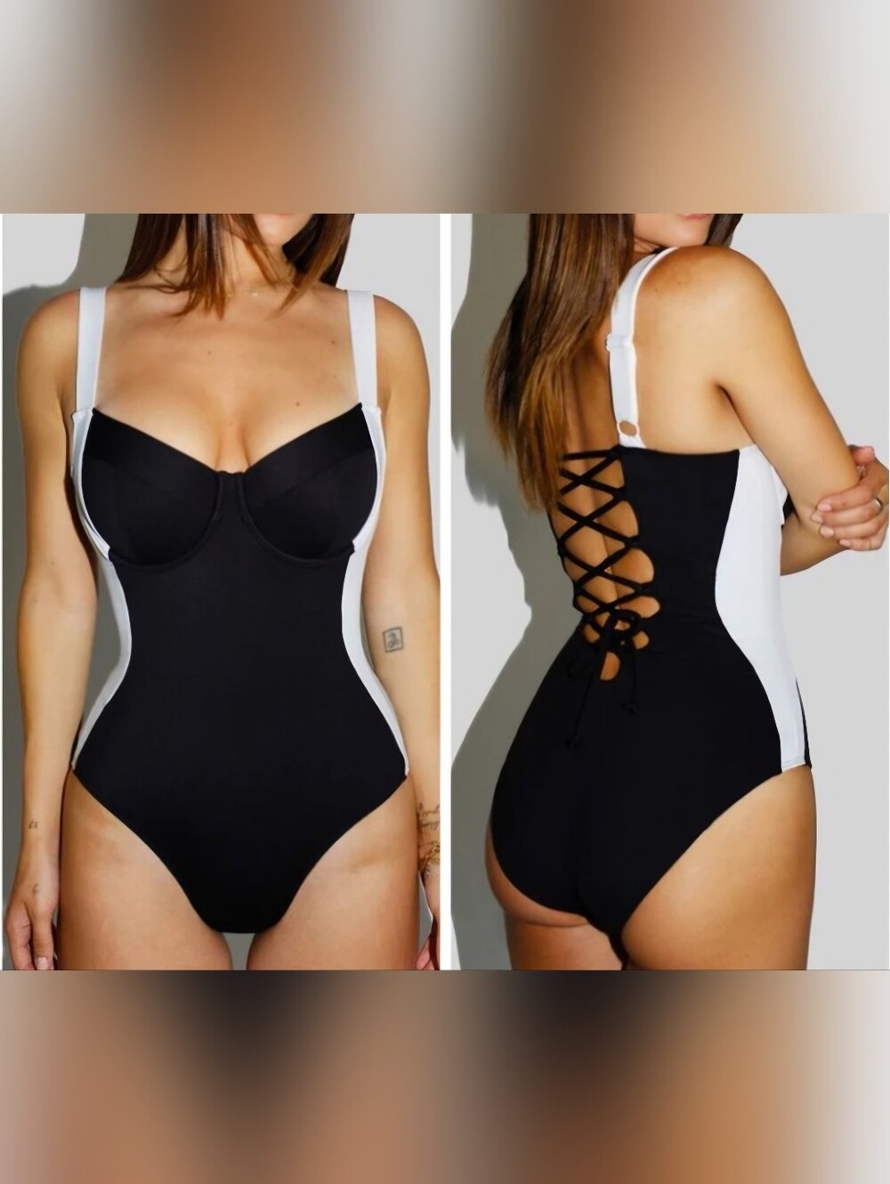 *NWT* TA3 Lifty Contour Black/White One-Piece Swimsuit Shaping, size S Short F/G